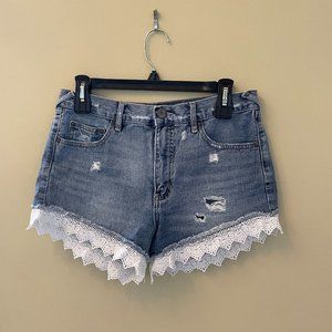 Free People - Lace Denim Shorts